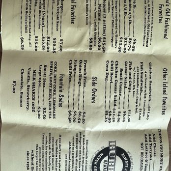 Bubba Burgers - Inner menu - Burgers Near Me - Kapaa, Hawaii