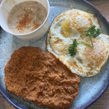Aloha Stacks - Country Chicken Fried Steak & Eggs, gravy on the side - Breakfast & Brunch Near Me - Whittier, California