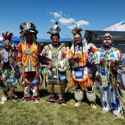 South Jordan City Park - Grand Entry about to start the Pow Wow July 22, 2023