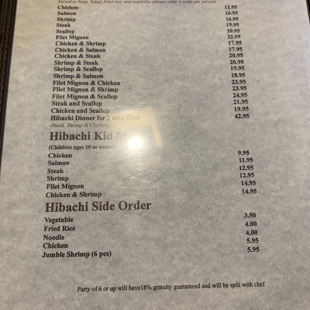 hibachi menu