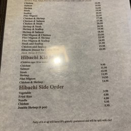 hibachi menu hibachi menu