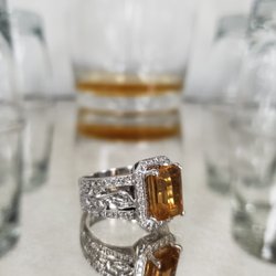 Pulido Jewelers - A white gold, diamond & Citrine wedding ring we designed & made for one of our bridal clients.