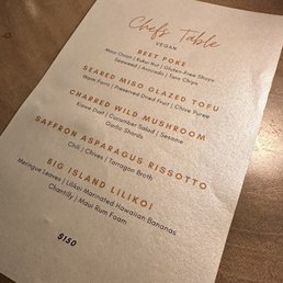 Vegan chef tasting menu