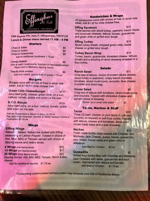 Menu photo 2 Effingbar And Grill Albuquerque, NM
