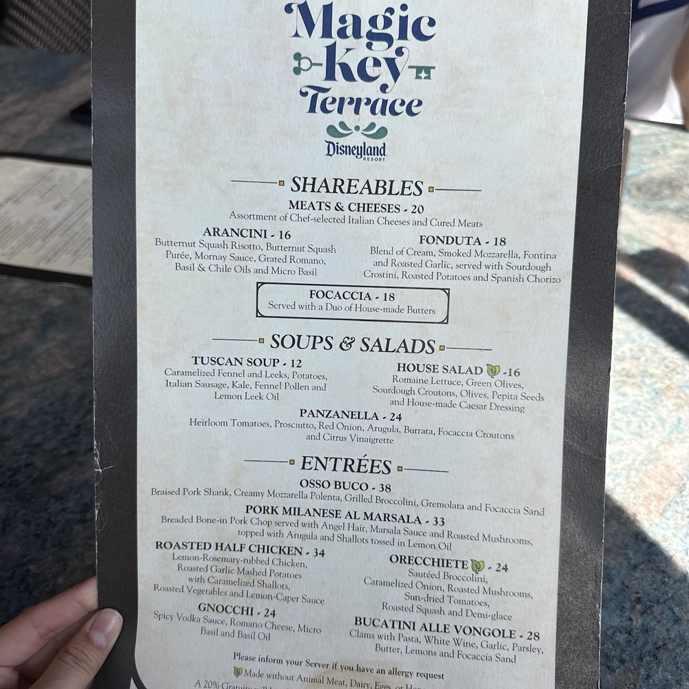 Magic Key Terrace - Magic Key Holder Dining - Food Menu (November 2025) - Wine Bars Near Me - Anaheim, California