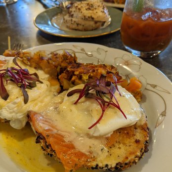 Three Cats - Salmon Benedict. - New American Near Me - Clawson, Michigan Three Cats - Salmon Benedict. - New American Near Me - Clawson, Michigan