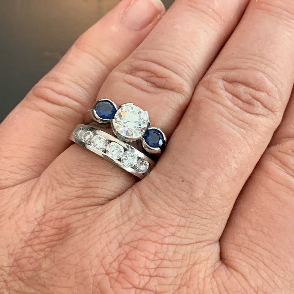 Custom Diamond and Sapphire platinum Ring Custom Diamond and Sapphire platinum Ring