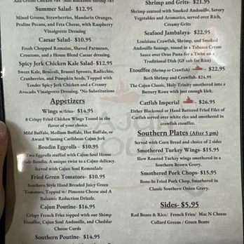 Cajun Soul Bistro & Bar - Full menu 2 - Cajun/Creole Near Me - Cocoa, Florida