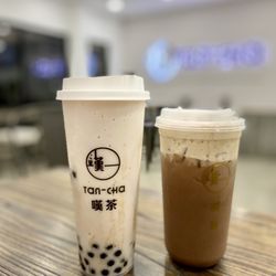 Tan-Cha - Non purple Taro smoothie boba and so yummy Cocoa Special with Tiramisu float