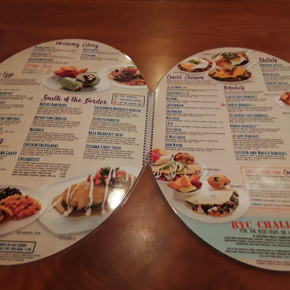 Broken Yolk Cafe - The menu is shaped like an egg! - Breakfast & Brunch Near Me - Mesa, Arizona