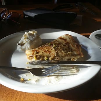 Crepevine Restaurants - Santorini - pistachios, coconut, cinnamon, brown sugar, and marscapone. It was a dream! Not too sweet, not soggy, and tasty. - New American Near Me - Berkeley, California