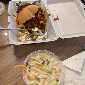 Sweet Southern Smoke BBQ - Pulled Chicken Sandwich with sautéed peppers and onions and coleslaw - American Near Me - Morgantown, West Virginia Sweet Southern Smoke BBQ - Pulled Chicken Sandwich with sautéed peppers and onions and coleslaw - American Near Me - Morgantown, West Virginia