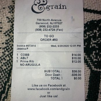 &grain - Our receipt to prove that we were real customers - Sandwiches Near Me - Garwood, New Jersey &grain - Our receipt to prove that we were real customers - Sandwiches Near Me - Garwood, New Jersey