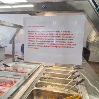 Sun's Mongolian BBQ - Disclaimer sign - Chinese Near Me - Covina, California Sun's Mongolian BBQ - Disclaimer sign - Chinese Near Me - Covina, California