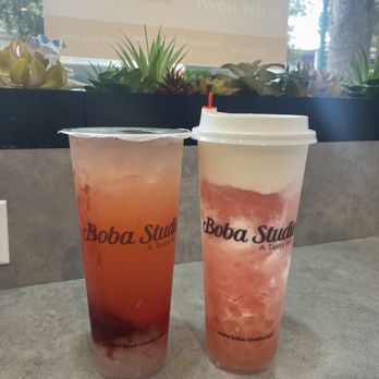 Boba Studio - Strawberry Green Delight and Watermelon with Yogurt Cream Foam - Coffee & Tea Near Me - Walnut Creek, California