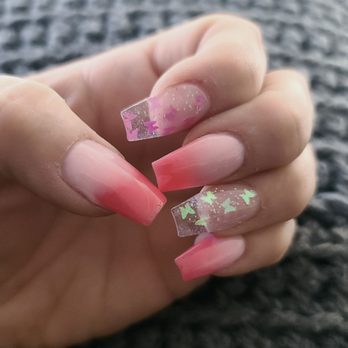 Dreamy Nails & Spa - ombre pink with white with butterflies - Nail Technicians Near Me - Wildomar, California Dreamy Nails & Spa - ombre pink with white with butterflies - Nail Technicians Near Me - Wildomar, California