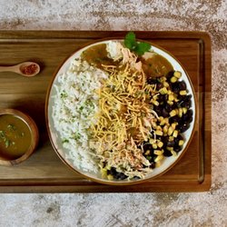 Chicken Enchilada Bowl with in-house sauce and perfect for an easy dinner when you don't feel like cooking