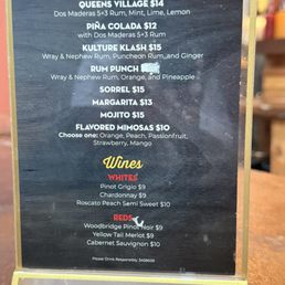 Drink menu