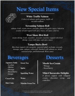 Menu photo 2 BluWave Sushi Tampa, FL