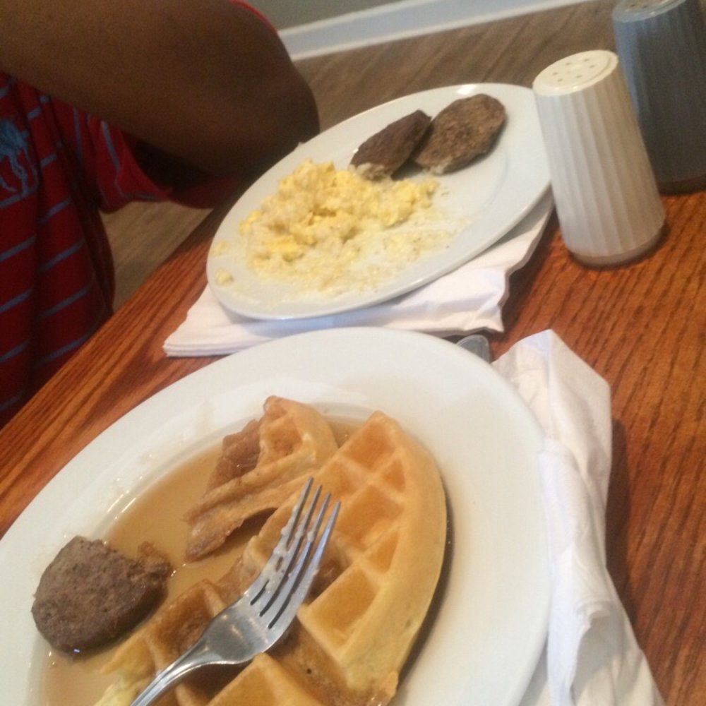 Merry Acres Restaurant - a breakfast of waffles, eggs and sausage - Breakfast & Brunch Near Me - Albany, Georgia Merry Acres Restaurant - a breakfast of waffles, eggs and sausage - Breakfast & Brunch Near Me - Albany, Georgia