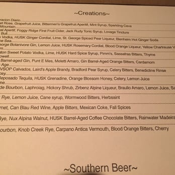 Husk - Nice cocktail menu - Southern Near Me - Nashville, Tennessee