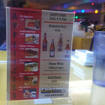Fujiyama Sushi & More - Happy Hour specials. Daily from 4-6 pm!! - Sushi Bars Near Me - Midland, Texas Fujiyama Sushi & More - Happy Hour specials. Daily from 4-6 pm!! - Sushi Bars Near Me - Midland, Texas