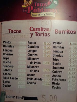 Menu photo 8 Tacos Los Poblanos Brooklyn, NY