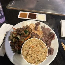 steak and scallop combo with fried rice steak and scallop combo with fried rice