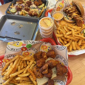 Dave's Hot Chicken - Cauli Bites Hot Box Box of Fries Dave's #4: 1 Slider with Fries - Chicken Shop Near Me - South Bend, Indiana Dave's Hot Chicken - Cauli Bites Hot Box Box of Fries Dave's #4: 1 Slider with Fries - Chicken Shop Near Me - South Bend, Indiana