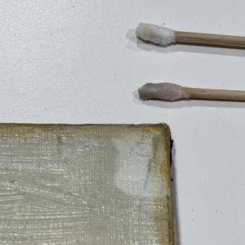 The Conservation Labs - Cleaning tests in a small corner of an oil painting at The Conservation Labs. - Art Restoration Near Me The Conservation Labs - Cleaning tests in a small corner of an oil painting at The Conservation Labs. - Art Restoration Near Me