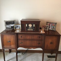 Decades of Design - Side board for our living room to store decor and board games.