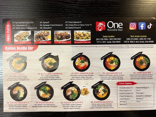 Menu photo 8 One Noodle Bar - Sandy Midvale, UT
