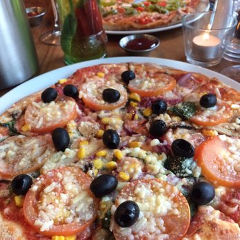 Greens Pizza - Pizza - vegan cheese, mushrooms, olives, onion, sweet corn & tomatoes - Pizza Near Me - Belfast, ANT