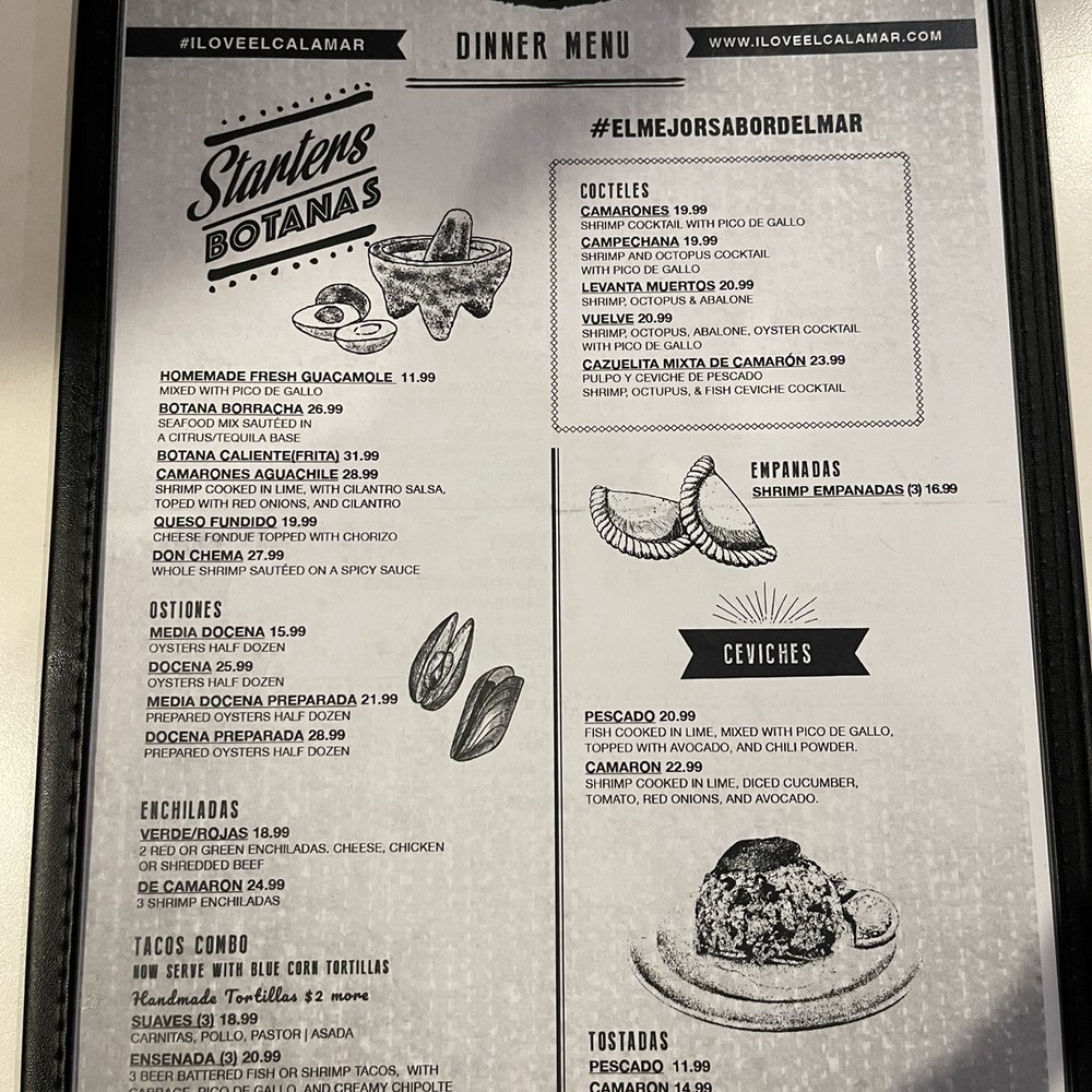 El Calamar - Menu page 3 - Mexican Near Me - Santa Ana, California