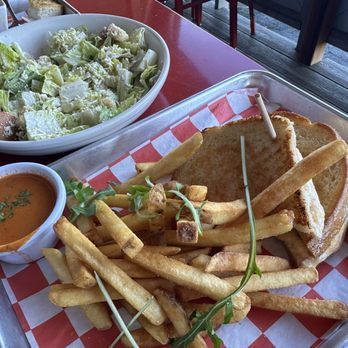 Red’s at The Skyroom - Casaer salad and grilled cheese with a tiny cup of tomato soup - New American Near Me - Lakeport, California Red’s at The Skyroom - Casaer salad and grilled cheese with a tiny cup of tomato soup - New American Near Me - Lakeport, California