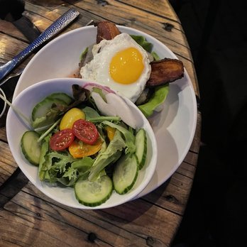 Rye Tavern - Bunless bacon cheeseburger with over easy egg and side salad - Cocktail Bars Near Me - Plymouth, Massachusetts Rye Tavern - Bunless bacon cheeseburger with over easy egg and side salad - Cocktail Bars Near Me - Plymouth, Massachusetts