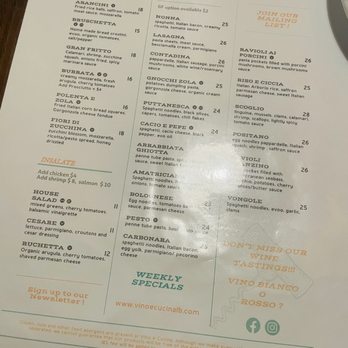 Vino e Cucina - Menú - Italian Near Me - Long Beach, California