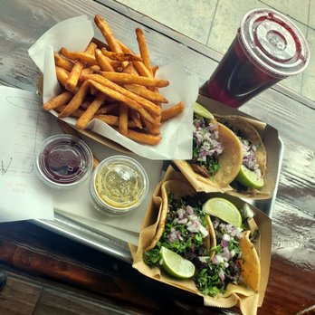 Chicana - El Pastor and Asada Tacos with Fries! All very good. - Vegan Near Me - Fullerton, California