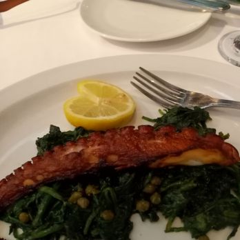 Santorini - Lastly the grilled Octopus! I requested spinach instead of potatoes and Florian obliged. - Mediterranean Near Me - Wildwood, New Jersey Santorini - Lastly the grilled Octopus! I requested spinach instead of potatoes and Florian obliged. - Mediterranean Near Me - Wildwood, New Jersey