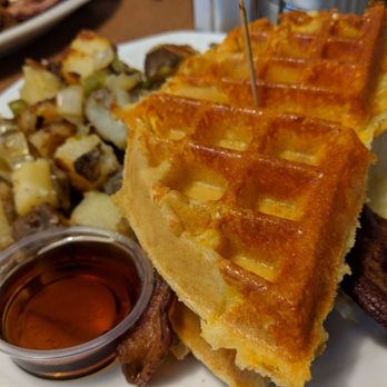 Old Town Waffles - Waffle sandwich (11.59). So good! They've got this waffle thing down! - New American Near Me - Clovis, California