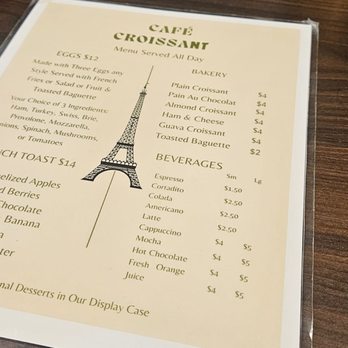 Café Croissant - Cafe Croissant menu. - Bakeries Near Me - Miami, Florida Café Croissant - Cafe Croissant menu. - Bakeries Near Me - Miami, Florida