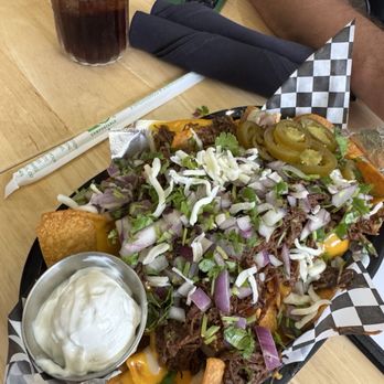 Aloha Mamacita - Birria Nachos - yummy but needs more Jalepenos and should not have to request utensils - Mexican Near Me - Honolulu, Hawaii