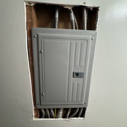 The new inside sub panel.  I should have gotten a picture in the middle it was a lot  of work for them to get it  this clean.