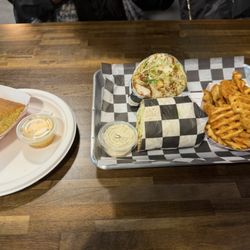 Broadway Hot & Honey Chicken - Nashville Caesar Wrap French Fries Corn Bread