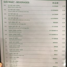 Drink menu Drink menu