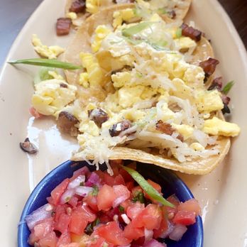 Snooze, an A.M. Eatery - The time we got out food. Room Temperature breakfast tacos . - Breakfast & Brunch Near Me - Austin, Texas Snooze, an A.M. Eatery - The time we got out food. Room Temperature breakfast tacos . - Breakfast & Brunch Near Me - Austin, Texas