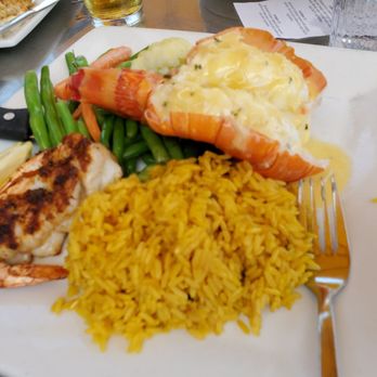 Conch Republic Seafood - Lobster, blackened shrimp, green beans and rice - Seafood Near Me - Key West, Florida