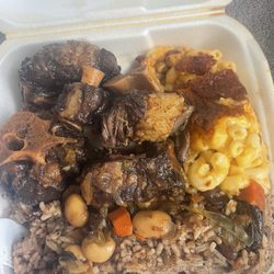 Shana's Caribbean Cafe - Beef Oxtails, Mac and cheese & Rice with beans