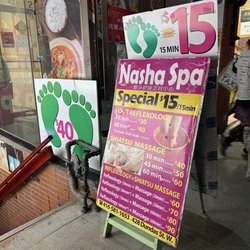 Nasha Spa - Sidewalk sign as of Feb 2023.
