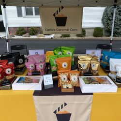 Carla's Caramel Corn - Set up at a local farmers market